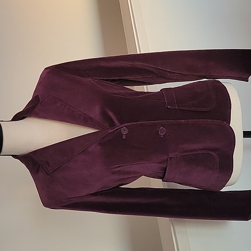 Elegant Eggplant Velvet Women's Blazer